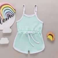 Summer Solid Color Suspender Jumpsuit Fashion Casual Simple Children's Clothing sku image 15