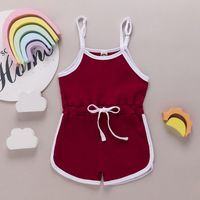 بذلة الصيف الصلبة اللون الحمالة أزياء ملابس الأطفال بسيطة عارضة sku image 16