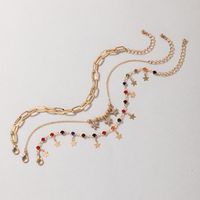 New Jewelry Popular Fashion Alloy Diamond Chain Five-pointed Star Three-layer Anklet main image 4