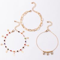 New Jewelry Popular Fashion Alloy Diamond Chain Five-pointed Star Three-layer Anklet sku image 1