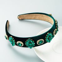 Vintage Contrast Color Emerald-embellished Green Headband Wholesale main image 1