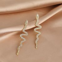 Fashion Snake-shaped Inlaid Rhinestone Stud Earrings Wholesale main image 4