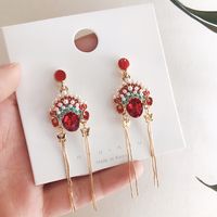 Ethnic Peking Opera Crystal Inlaid Pearl Drop Earrings Wholesale main image 3