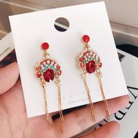 Ethnic Peking Opera Crystal Inlaid Pearl Drop Earrings Wholesale sku image 1