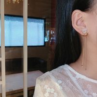 Vintage Square Full Zircon Metal Long Tassel Earrings Wholesale main image 1