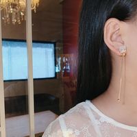 Vintage Square Full Zircon Metal Long Tassel Earrings Wholesale main image 4