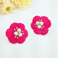 Flor Retro Simple Perla Multicolor Flor Rhinestone Pendientes main image 3