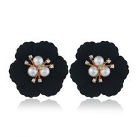 Flor Retro Simple Perla Multicolor Flor Rhinestone Pendientes main image 5