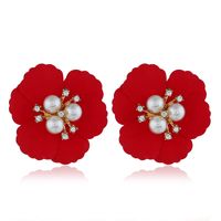 Flor Retro Simple Perla Multicolor Flor Rhinestone Pendientes main image 6