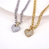 Fashion Copper Micro-set Zircon Peach Heart Pendant Gold Necklace main image 5