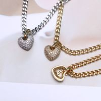 Fashion Copper Micro-set Zircon Peach Heart Pendant Gold Necklace main image 6