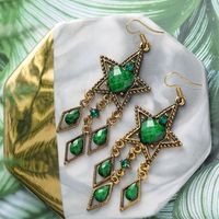 Vintage Hollow Geometric Star-shaped Water Drop Diamond Earrings Wholesale main image 3
