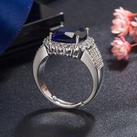 Fashion Sapphire Four-claw Full Diamond Zircon Emerald Copper Ring main image 5