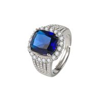 Fashion Sapphire Four-claw Full Diamond Zircon Emerald Copper Ring main image 6