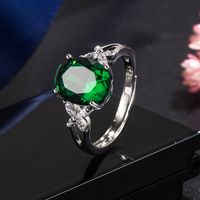 Vintage Inlaid Zircon Emerald Sapphire Copper Ring Wholesale main image 2
