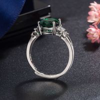 Vintage Inlaid Zircon Emerald Sapphire Copper Ring Wholesale main image 3