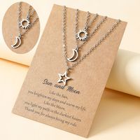 New Hollow Sun Moon And Star Pendent Card Alloy Necklace main image 1