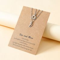 New Hollow Sun Moon And Star Pendent Card Alloy Necklace main image 5