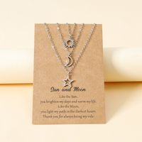 New Hollow Sun Moon And Star Pendent Card Alloy Necklace main image 4