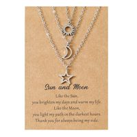 New Hollow Sun Moon And Star Pendent Card Alloy Necklace main image 2