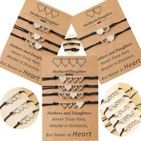 New Mother's Day Parent-child Stainless Steel Heart-shaped Woven Card Bracelet Set main image 2