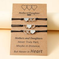 New Mother's Day Parent-child Stainless Steel Heart-shaped Woven Card Bracelet Set main image 3