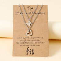 New Mother's Day Parent-child Stainless Steel Hollow Butterfly Card Necklace main image 3