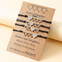 New Stainless Steel Heart-shaped Card Handmade Wax Thread Braided Bracelet 4-piece Set main image 2