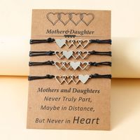 New Stainless Steel Heart-shaped Card Handmade Wax Thread Braided Bracelet 4-piece Set main image 3
