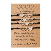 New Stainless Steel Heart-shaped Card Handmade Wax Thread Braided Bracelet 4-piece Set main image 6