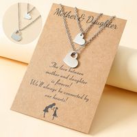 Fashion Mother's Day Parent-child Stainless Steel Hollow Heart-shaped Card Necklace Set main image 1