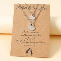 Fashion Mother's Day Parent-child Stainless Steel Hollow Heart-shaped Card Necklace Set main image 3