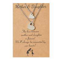 Fashion Mother's Day Parent-child Stainless Steel Hollow Heart-shaped Card Necklace Set main image 6