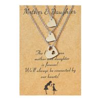 New Stainless Steel Hollow Heart-shaped Mother's Day Parent-child Card Necklace 3-piece Set main image 6