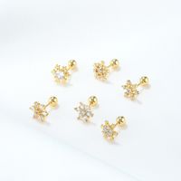 Korean White Snowflake Ear Studs Piercing Screw Ball Copper Ear Studs main image 3