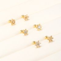 Korean White Snowflake Ear Studs Piercing Screw Ball Copper Ear Studs main image 5
