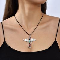 Exaggerated Geometric Natural Stone Angel Wings Necklace Female main image 1