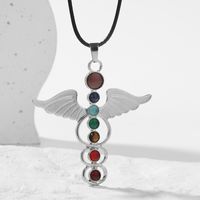 Exaggerated Geometric Natural Stone Angel Wings Necklace Female main image 3