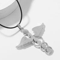 Exaggerated Geometric Natural Stone Angel Wings Necklace Female main image 5