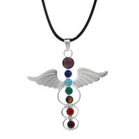 Exaggerated Geometric Natural Stone Angel Wings Necklace Female main image 6