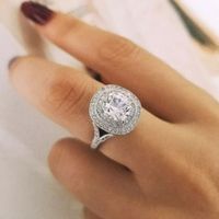 Women's Copper Gold Plated Zircon Ring Fashion Engagement Index Ring main image 5