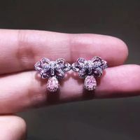 Fashion Geometric Pink Bow Copper Stud Earrings Wholesale main image 1