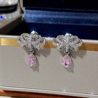 Fashion Geometric Pink Bow Copper Stud Earrings Wholesale main image 4