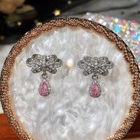 Fashion Geometric Pink Bow Copper Stud Earrings Wholesale main image 5
