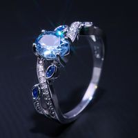 Nouvelle Bague Accessoires Mode Bleu Royal Zircon Dames Bague En Cuivre main image 2