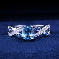 New Ring Accessories Fashion Royal Blue Zircon Ladies Copper Ring main image 4