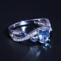New Ring Accessories Fashion Royal Blue Zircon Ladies Copper Ring main image 5