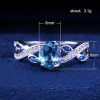 New Ring Accessories Fashion Royal Blue Zircon Ladies Copper Ring main image 6