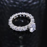 Classique Plein Cercle Plein Diamant Zircon Dames Bague Bijoux En Cuivre En Gros main image 5