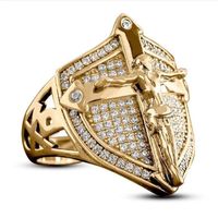 Retro Gold Shield Jesus Ring Creative Men's Alloy Diamond Ring main image 1
